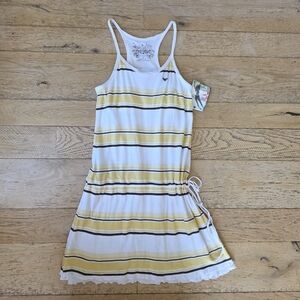 2000's Vintage Roxy White and Yellow Striped Mini Dress coconutgirl surf